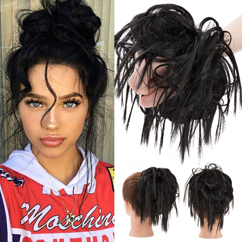 Curly Messy Bun Hair Piece Thick Updo Scrunchie Hair Extensions Real As Human US