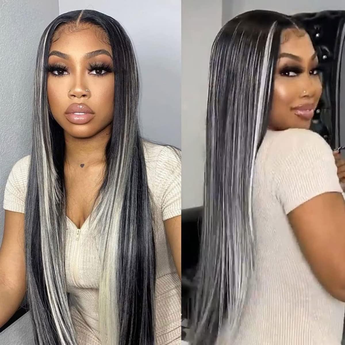 Hydtxc P1B/Grey Bundles Human Hair 24 26 28 Inch Straight Wave Human Hair