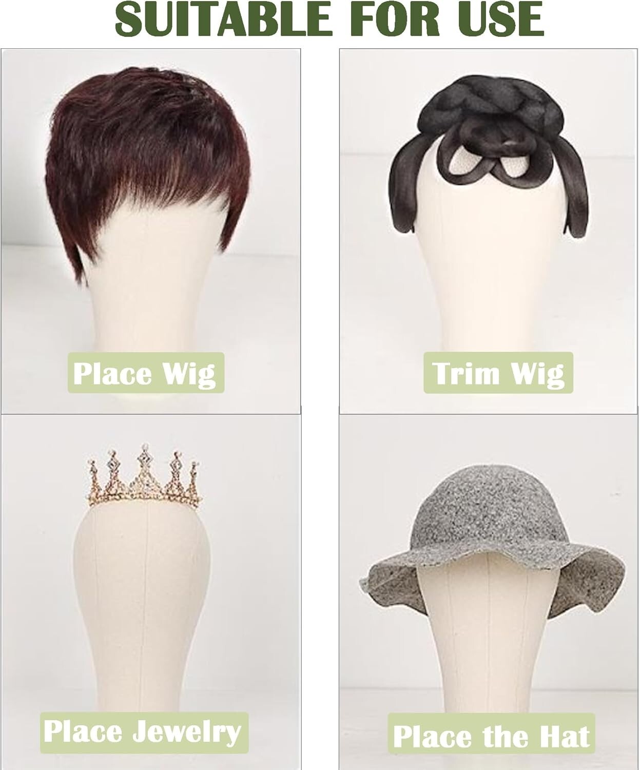Canvas Mannequin Head White Wig Stand Tripod Set 23 Inch with Styling Tools