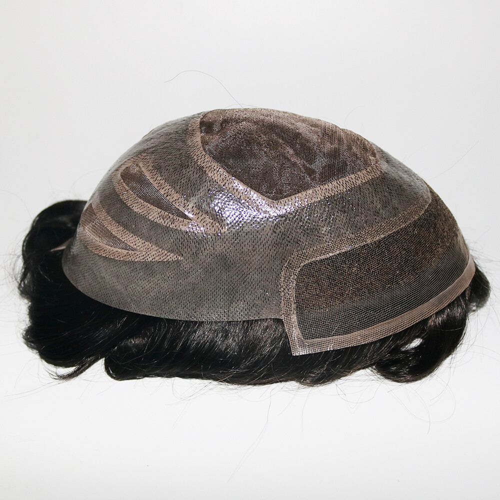 French Lace Front Mens Toupee Hairpieces Natural Hairline Fine Mono Hair Toupee