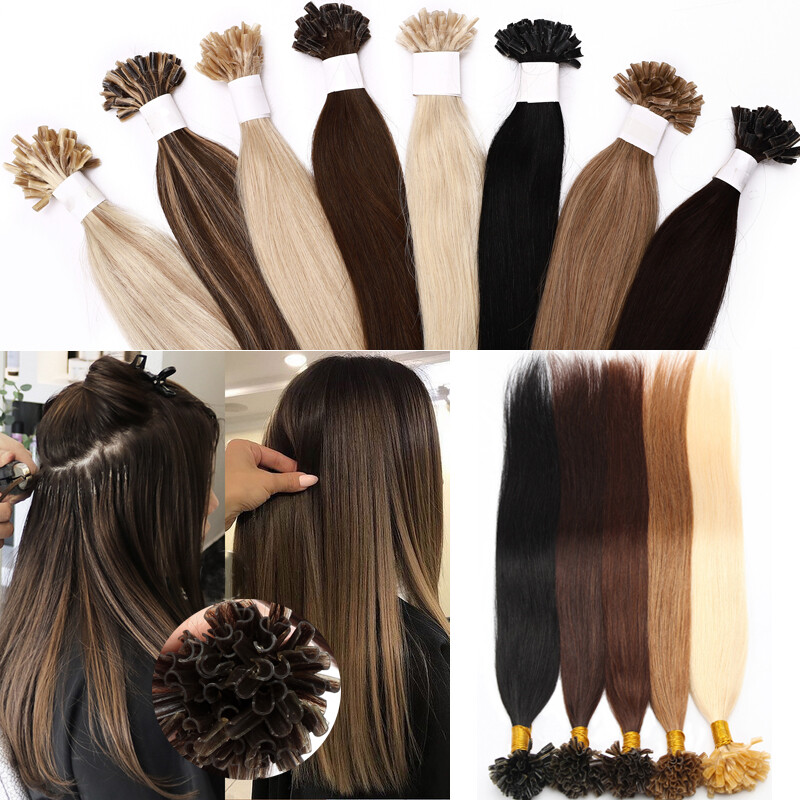 200S Keratin Glue Nail U Tip Remy Human Hair Extensions Thick Bonded Hot Fusion