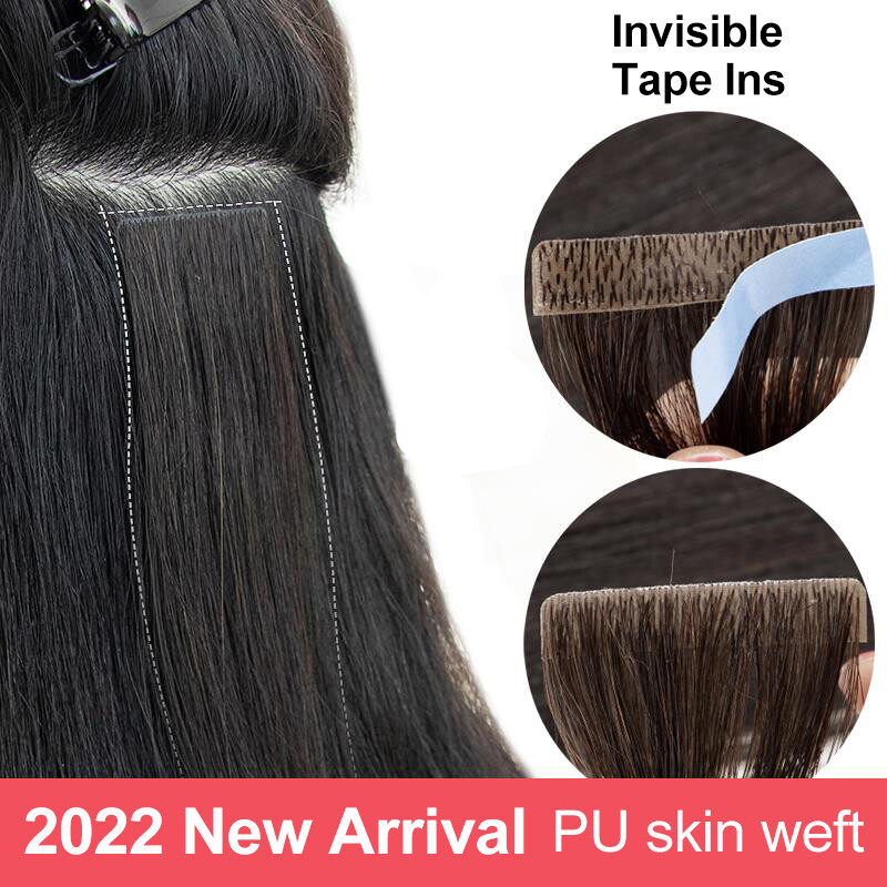 16-26″ NEW PU Injected Invisible Tape in Natural Human Hair Extensions Remy