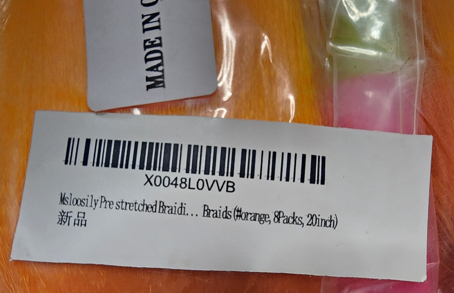 Msloosily Pre-Stretched Braiding Hair 8 PK 20 Inch Synthetic Twist Braids,Orange
