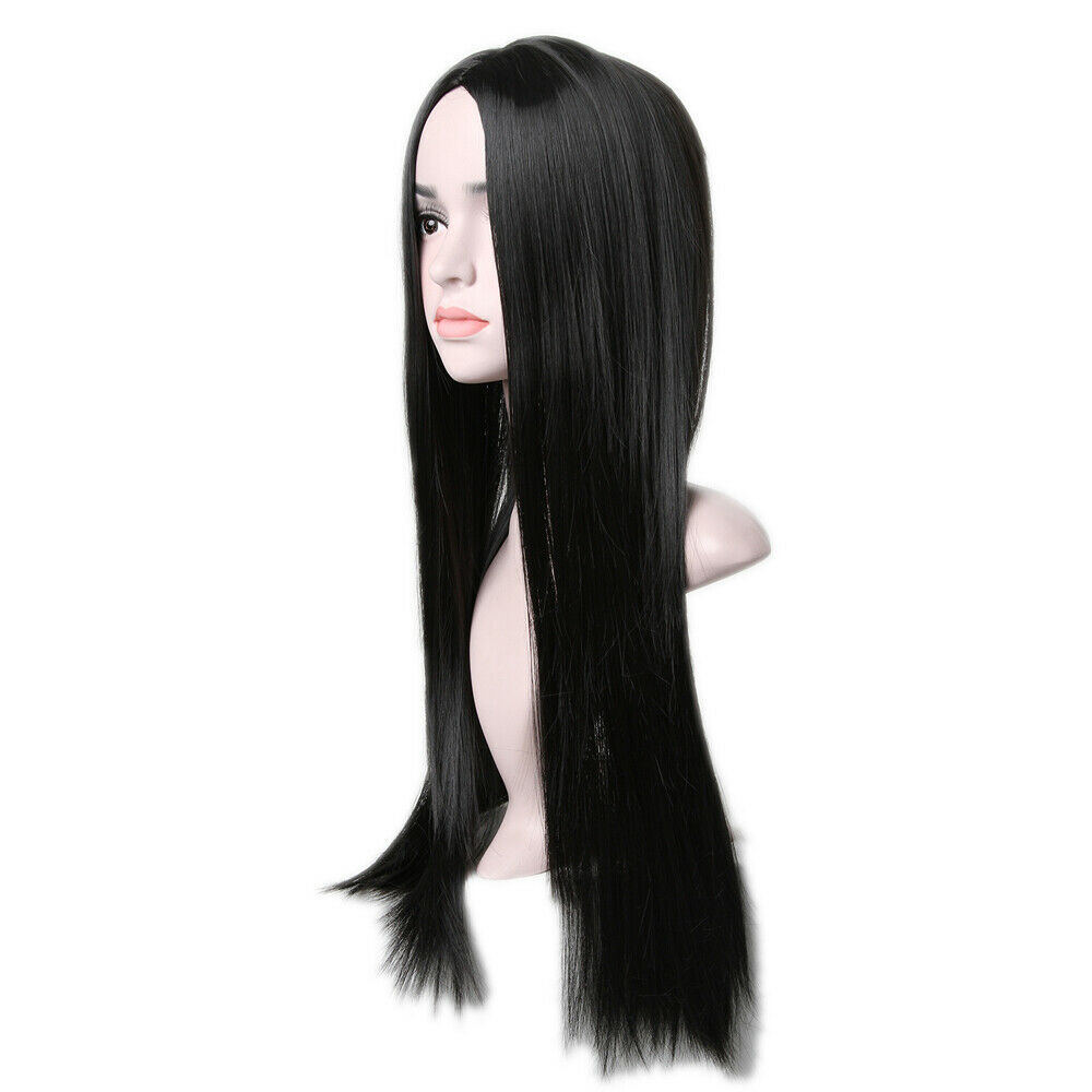Looking Natural Black Long Straight Wig for Women Synthetic Fashion Daily Use