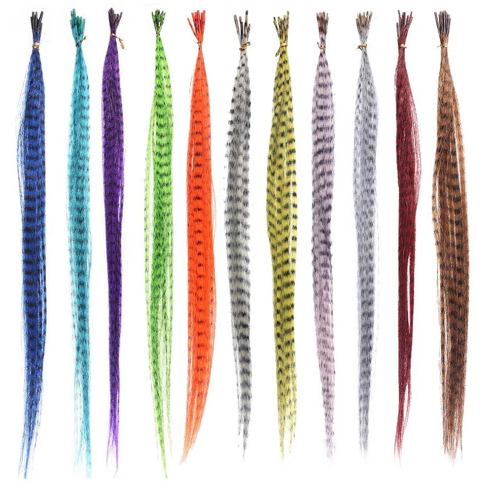 Heat Resistant Synthetic I-Tip Faux Feather Hair Extensions Pack For Women