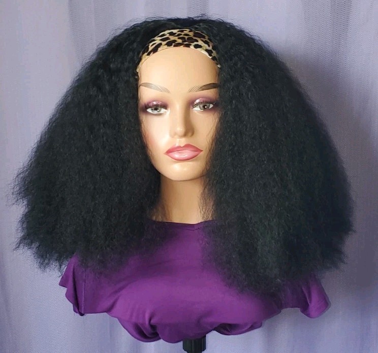Headband synthetic afro kinky straight hair wig 14inches and 18 inches
