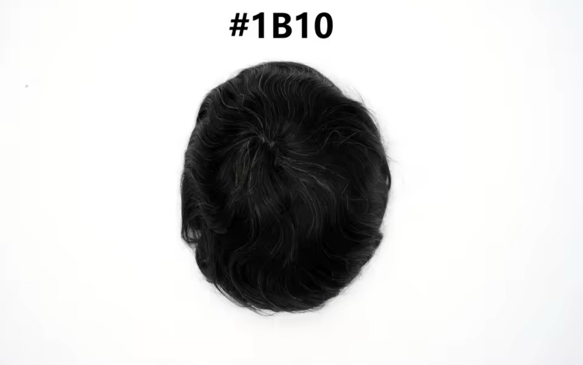 Men’s Human Hair Toupee Hairpiece Transparent Ultra-Thin Skin V-Loop Wavy