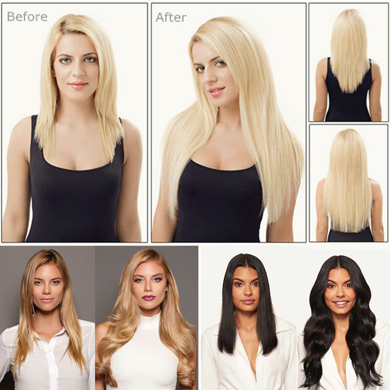 One Piece Full Head Long Thick Clip in Hair Extensions 5 Clips As Human Natural