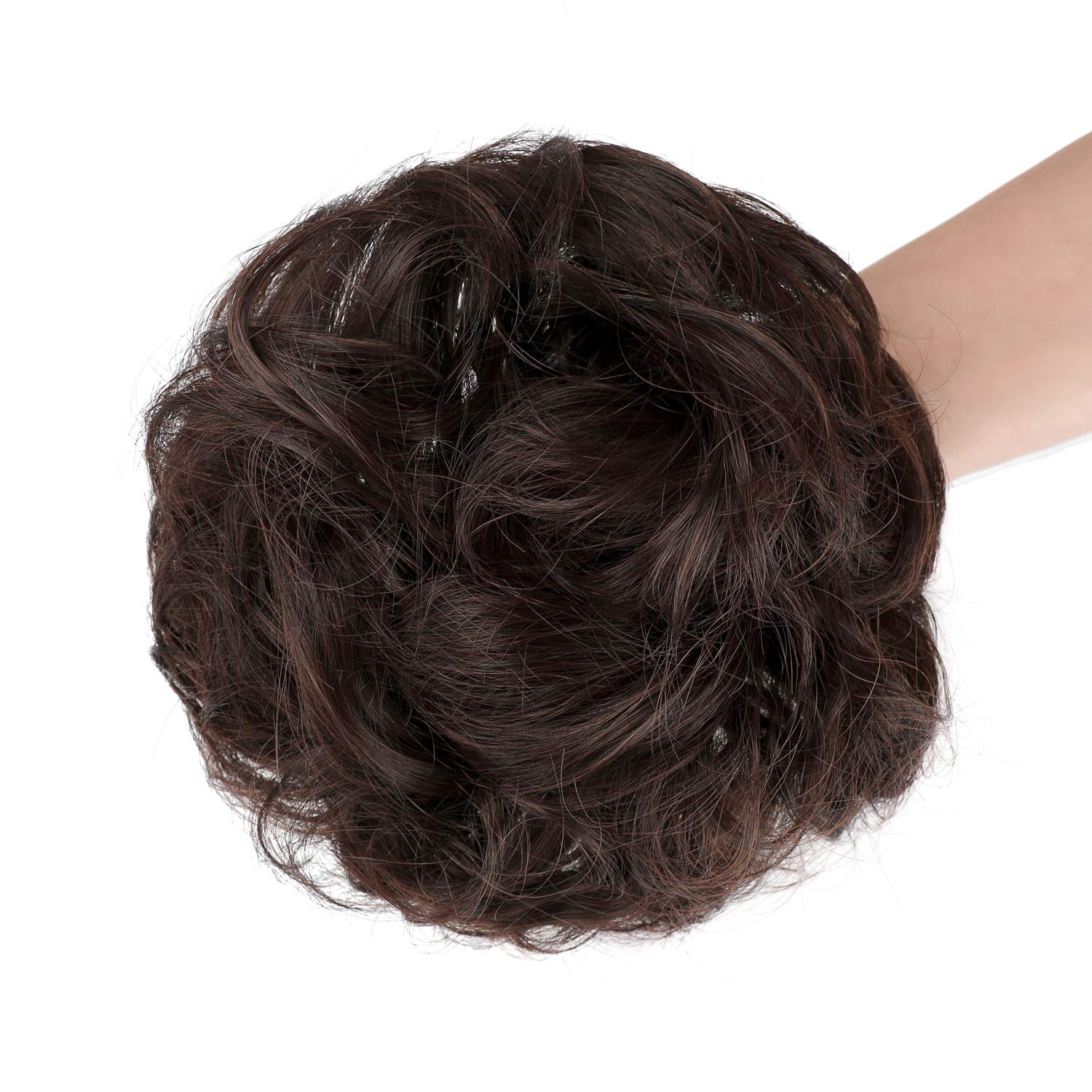 2 PCS Messy Bun Hair Piece Wavy Curly Scrunchies Synthetic Chignon Ponytail Hair