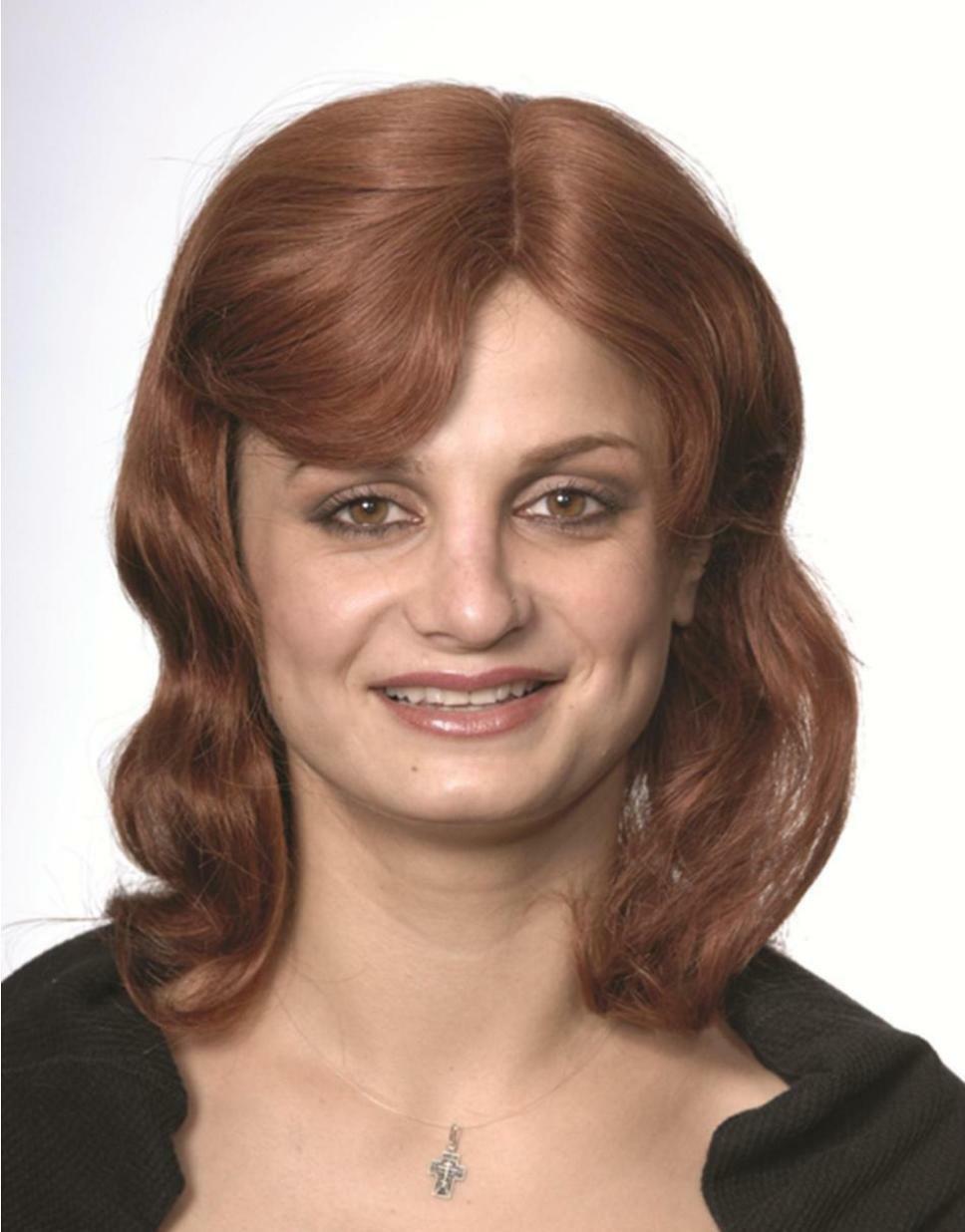 HUMAN HAIR MONOFILAMENT TOP WOMEN SHOULDER-LENGTH WAVY HAIR LAYERED WIG JENNIFER