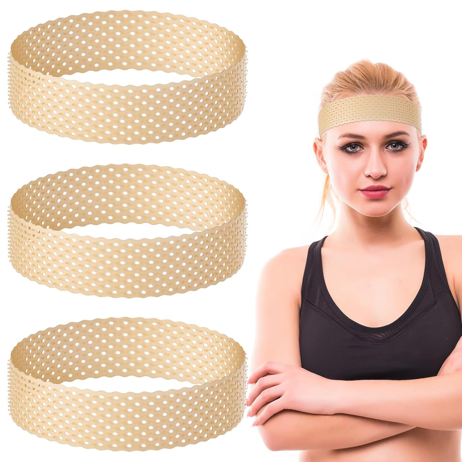 3pcs Silicone Wig Grip Bands Non-Slip Elastic Headband for Wigs Skin Color