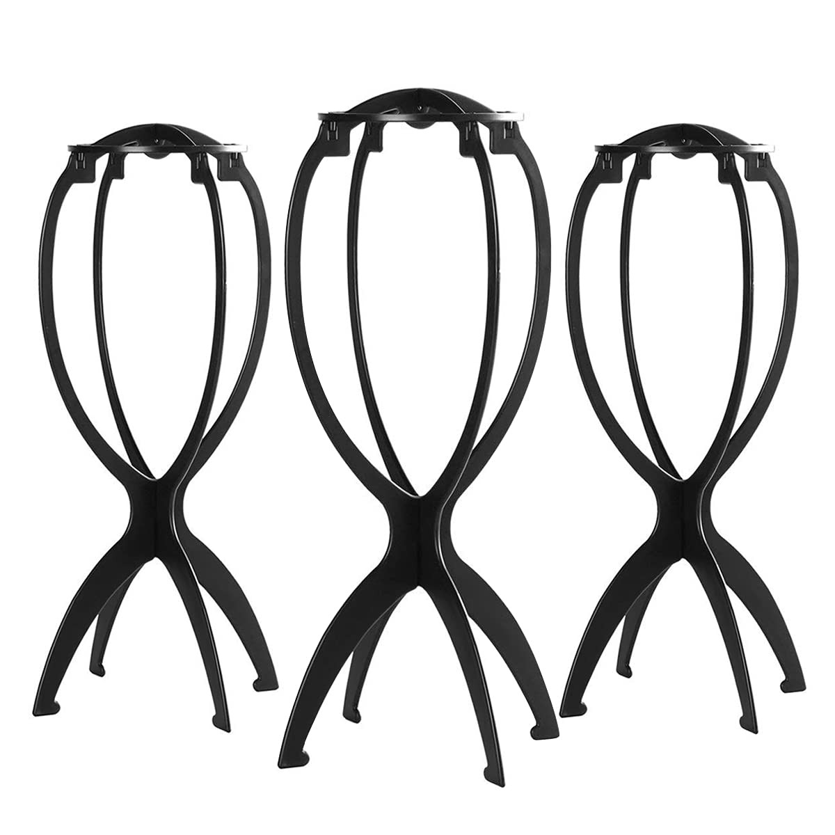 Wig Stand Holder 3 Pack Black Wig Head Display Stand for Multiple Wigs
