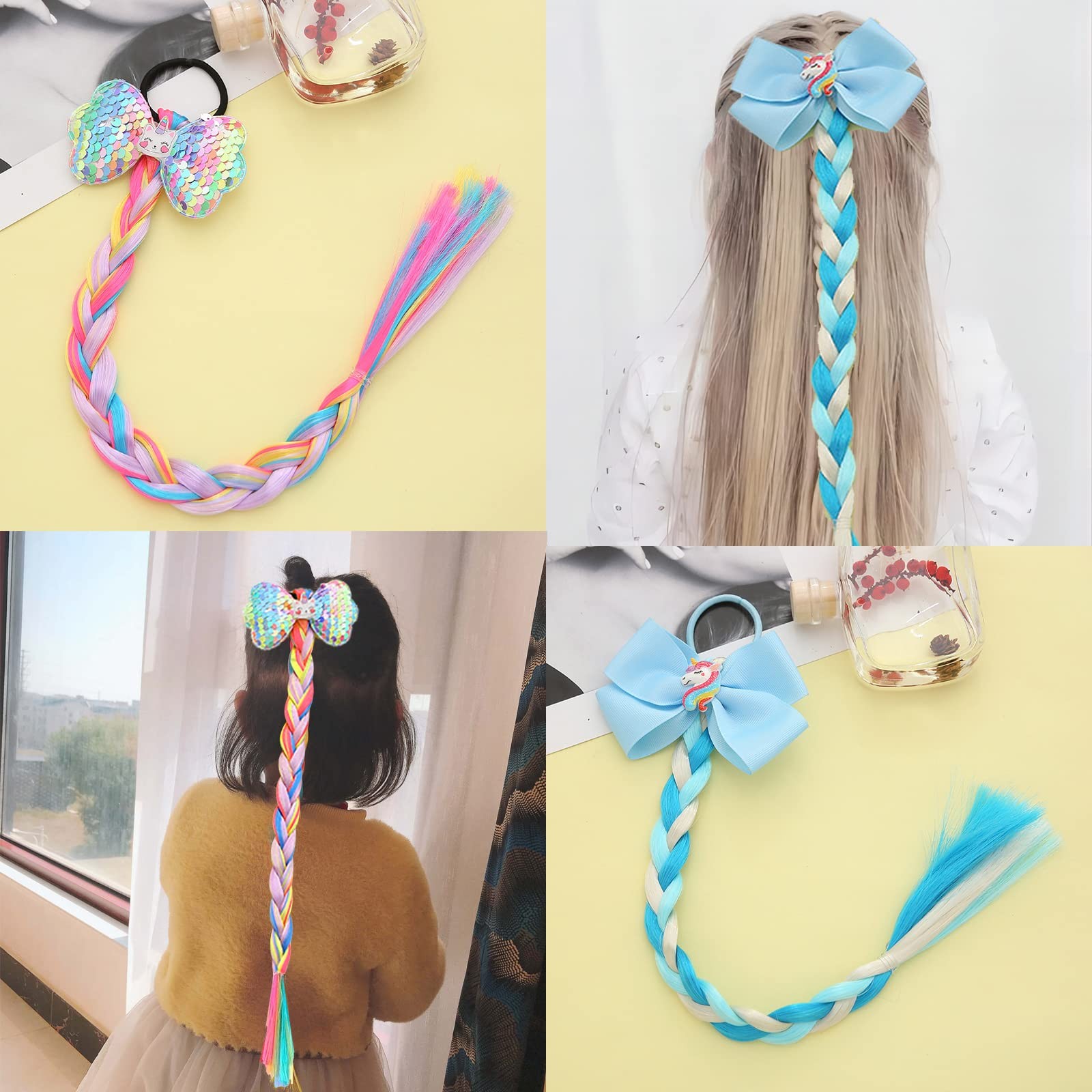 6Pcs Girls Colored 6 Count (Pack of 1), Kids Ponytail Extension Mix Color