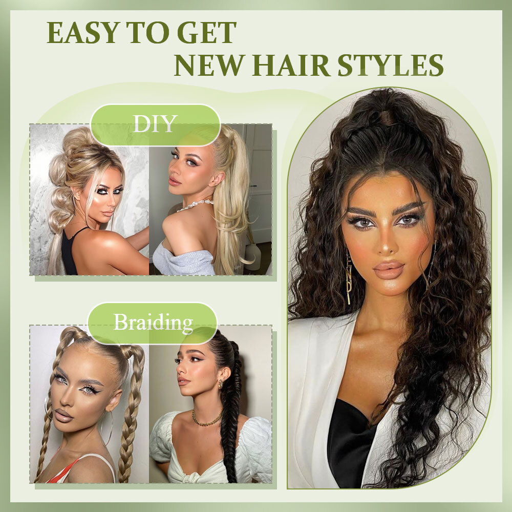 Long/Short Wrap Around Ponytail 100% Natural Clip in Pony Tail Hair Extensions