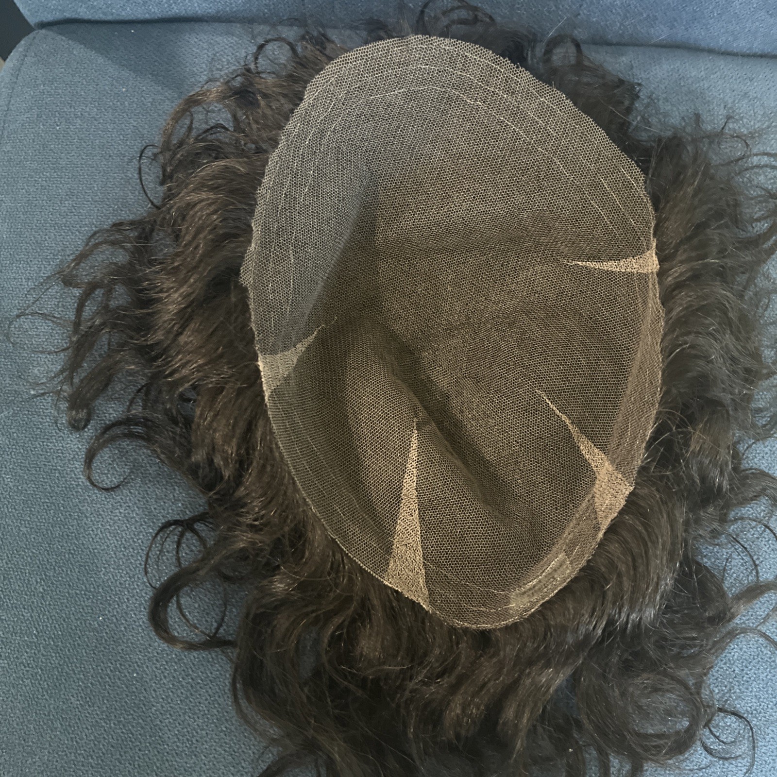 Men’s Hairpiece 100% Human Color 1b 9 X 7 1/2 Medium Curl 6 Inches Hair Length
