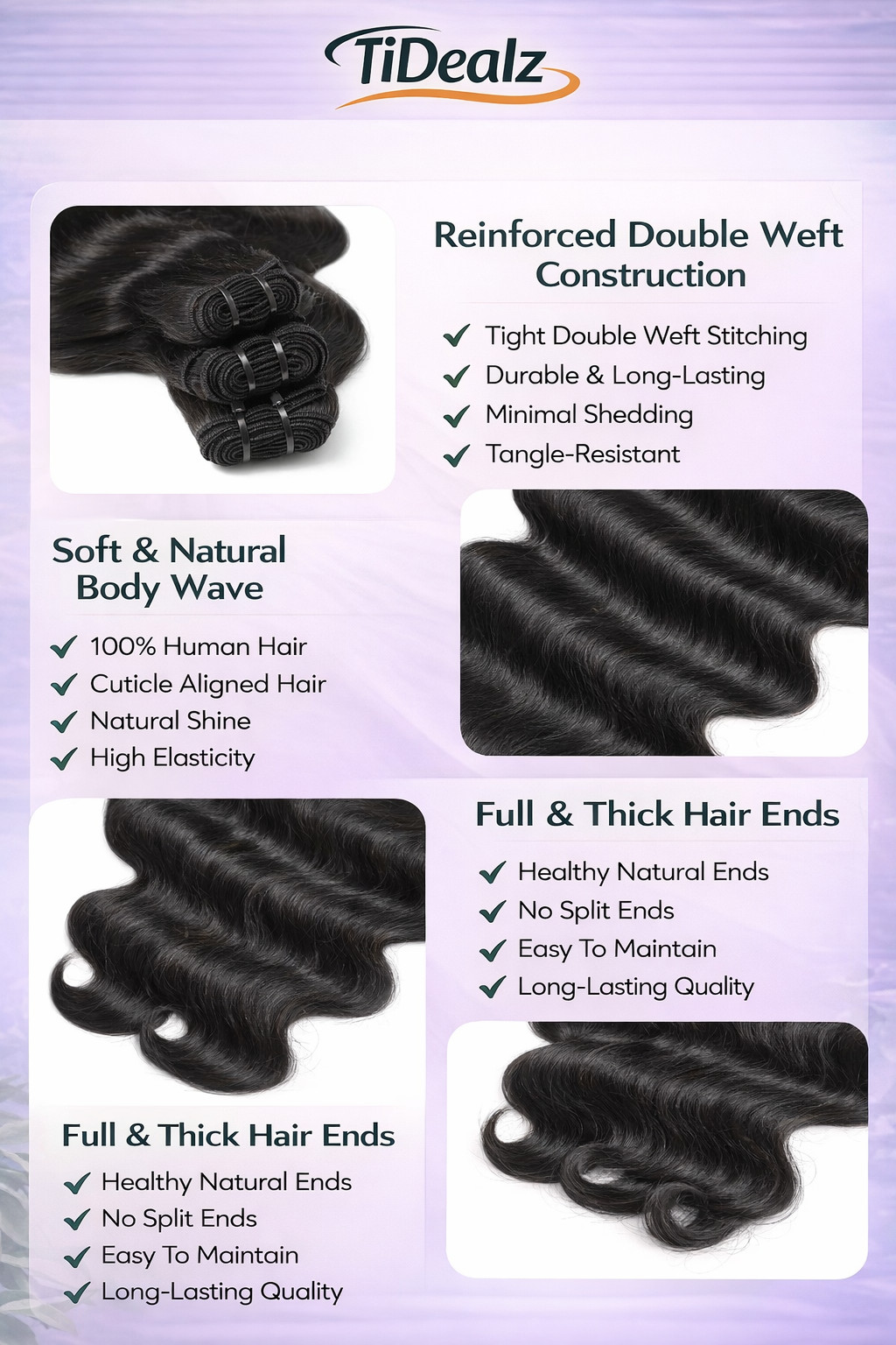 16 Inch Body Wave Clip-In Human Hair Extensions – 1B Natural Black Brazilian Rem