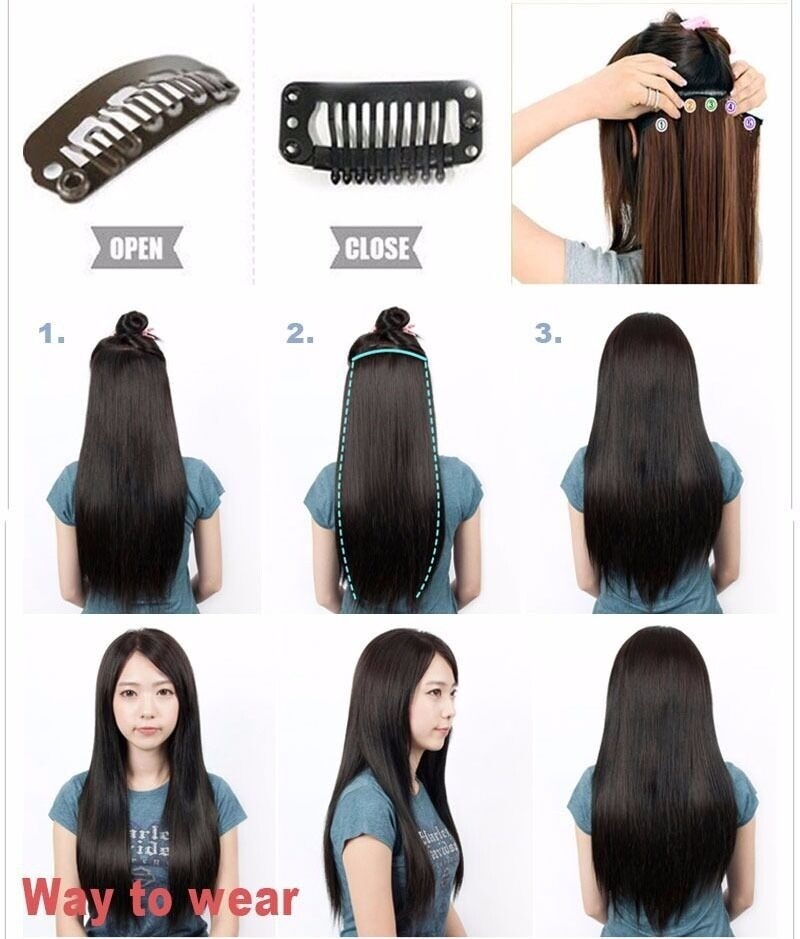 12-32inch 100g Remy Clip In Human Hair Extensions 3/4 Full Head Weft Custom Made
