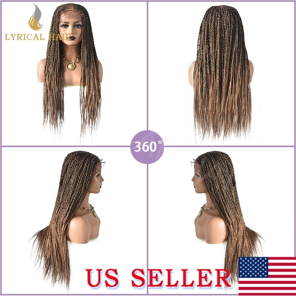 Box Hand Braided Wigs For Black Women Synthetic Lace Front Braids Wig Baby Hair