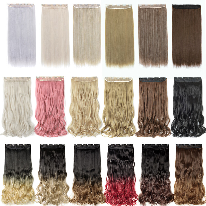 Clip In Hair Extensions 17″~30″ Synthetic Thick Half Head 1pcs Like Real Hair US