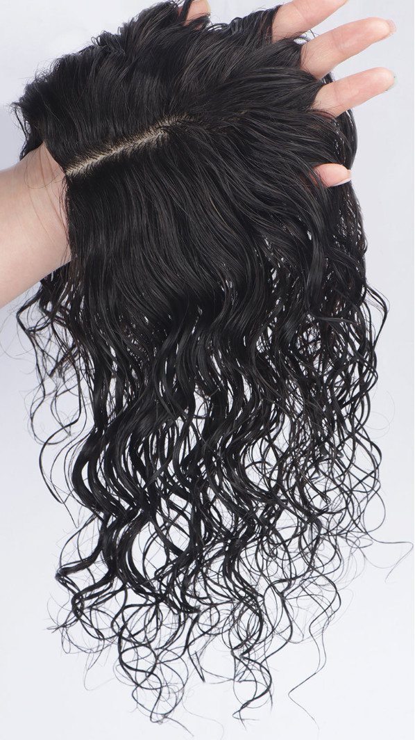 100% Human Hair Toupee Curly Hair Topper Top Clip in Hair Pieces for Women 30cm