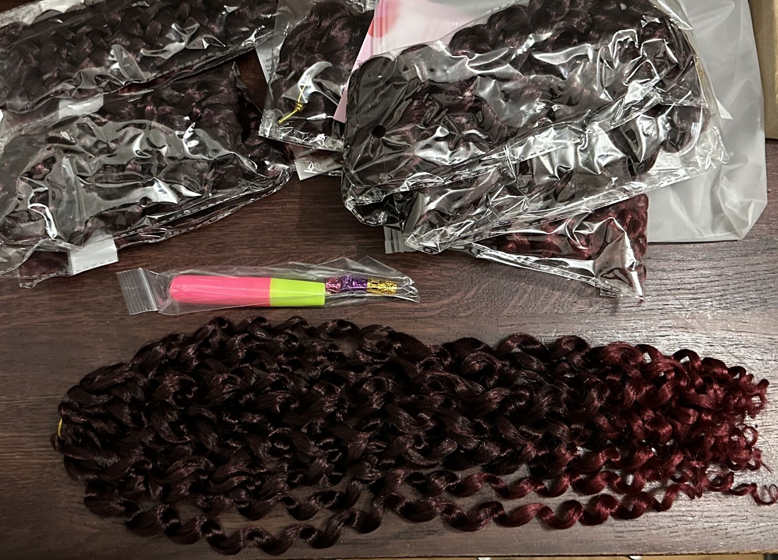 GoGo Curl Crochet Hair 18″ 6Packs Curl Crotchet Hair Water Wave 1B /burgundy