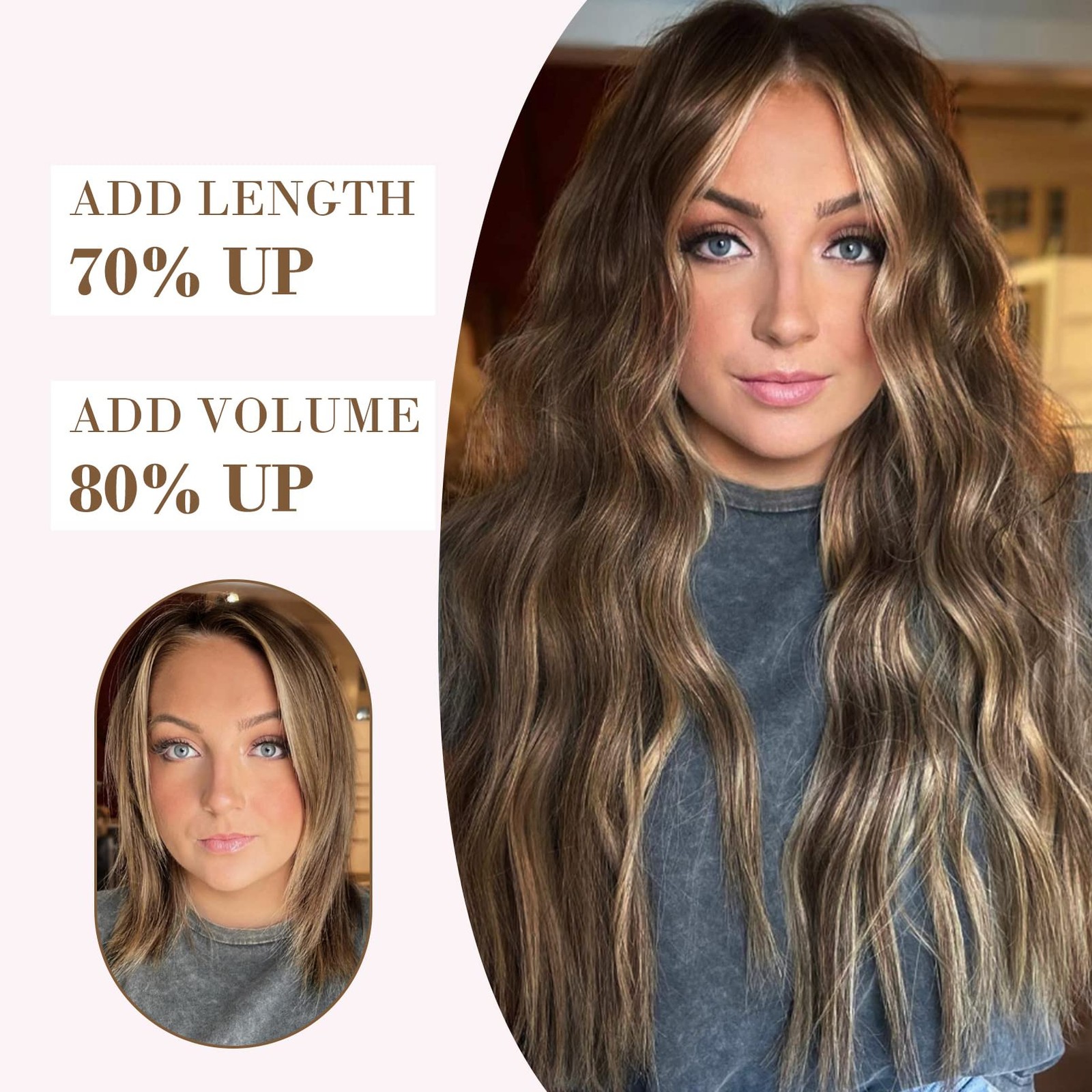 Hair Extensions, 4PCS Clip in Hair Extensions HE001 Natural Soft Synthetic Ha…