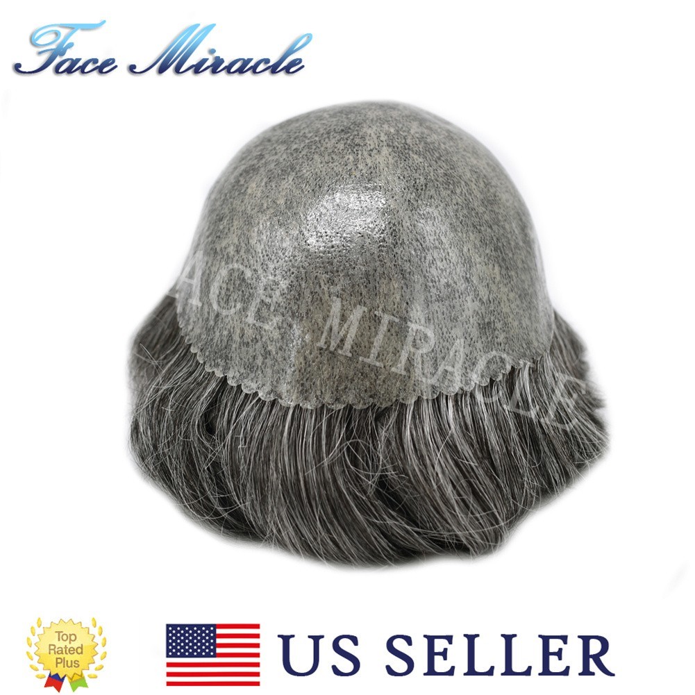 Full PU Mens Hair Piece Human Hair Systems 0.1MM Thin Skin Toupee for Men
