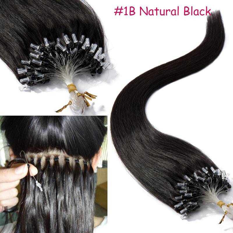 16-24Inch Easy Loop Micro Ring Bead 100% Real Remy Human Hair Extensions 200S US
