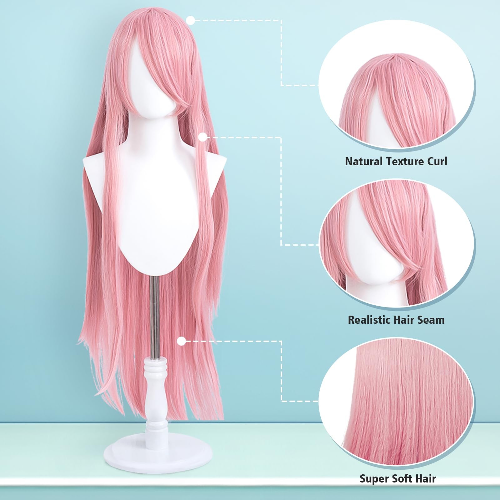 100cm / 40 Inch Long Wig, Universal Costume Wig, Perfect for Party, Festivals…