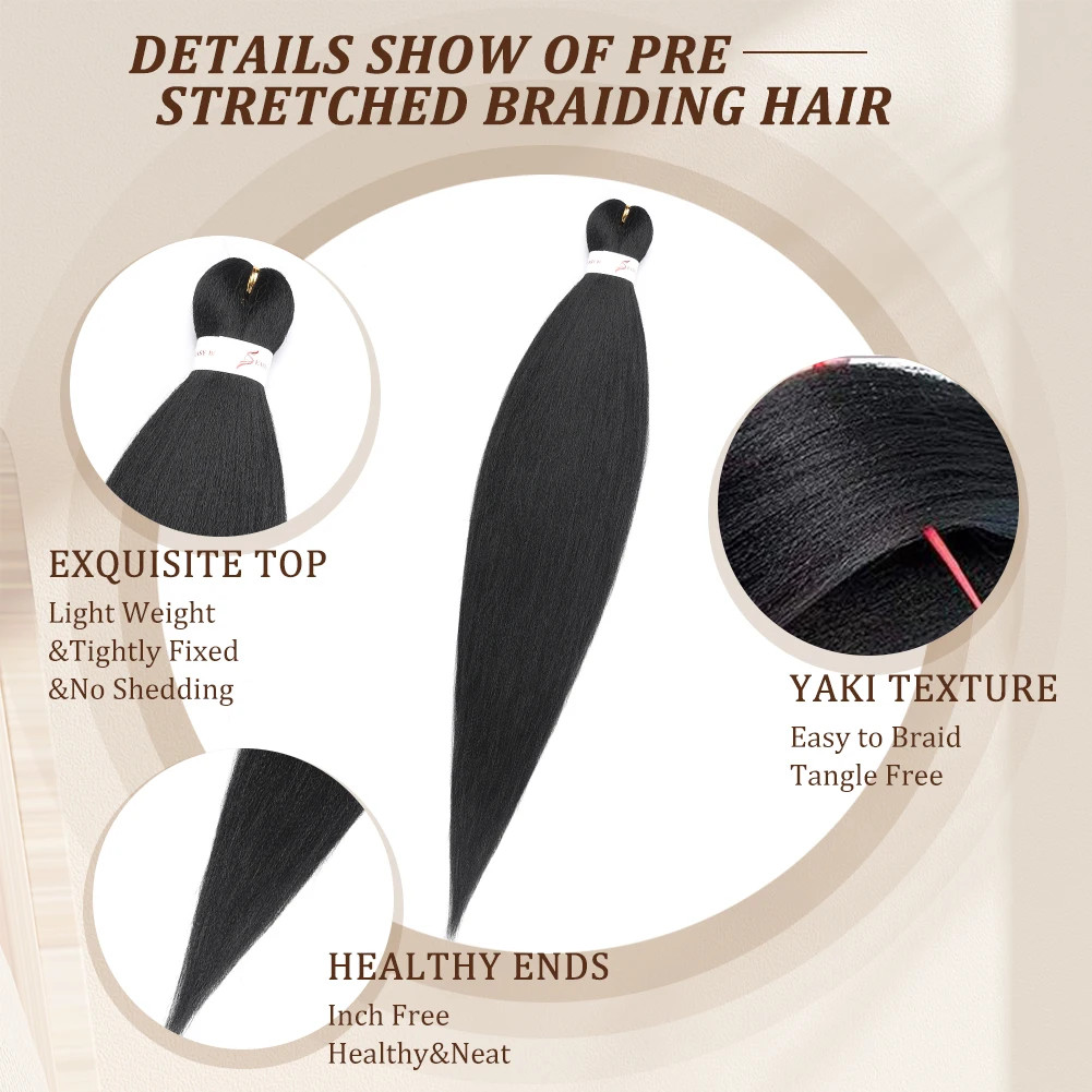 Hot Water Setting Pre-stretched Braids Hair Itch Free Ombre Synthetic Extensions