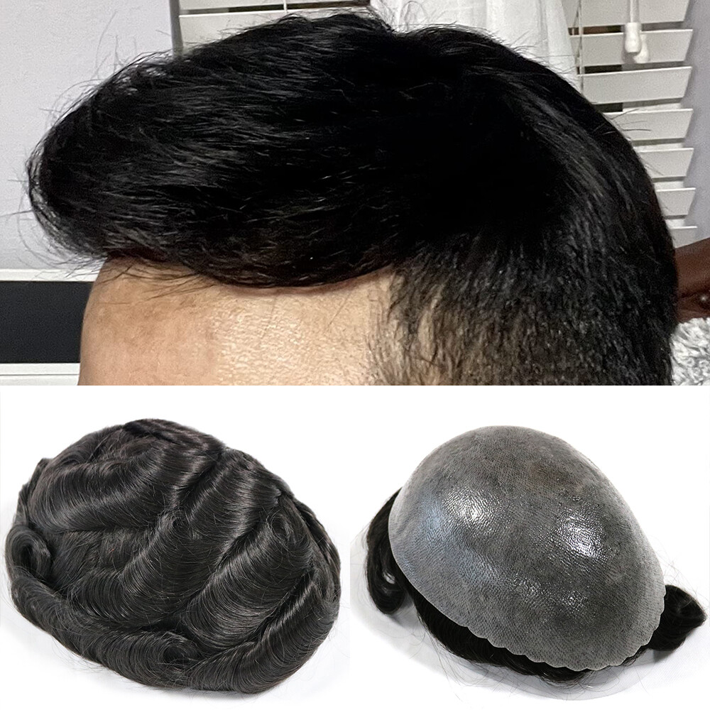 Natural Hair Thin Skin Human Hair Men Toupee Hair System Man Hair Prosthesis Wig