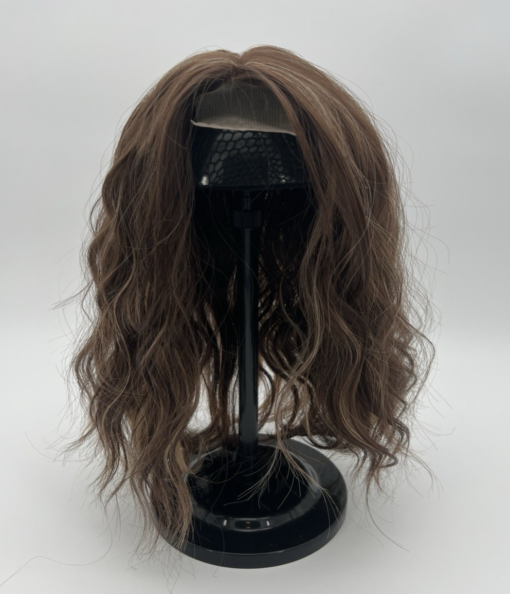Brown Blonde Highlights Short Wavy 11in Natural Hair Topper