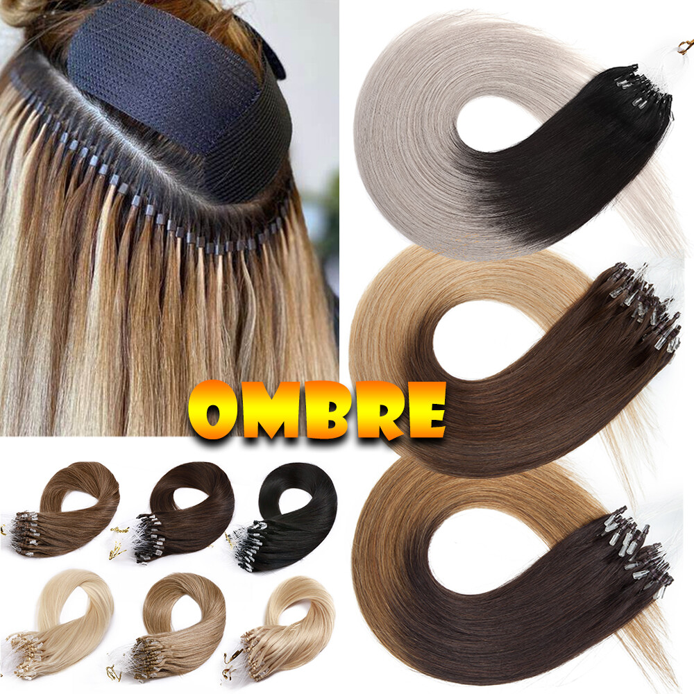 300PCS THICK Micro Loop Real Remy Human Hair Extensions Nano Ring Bead Full Head