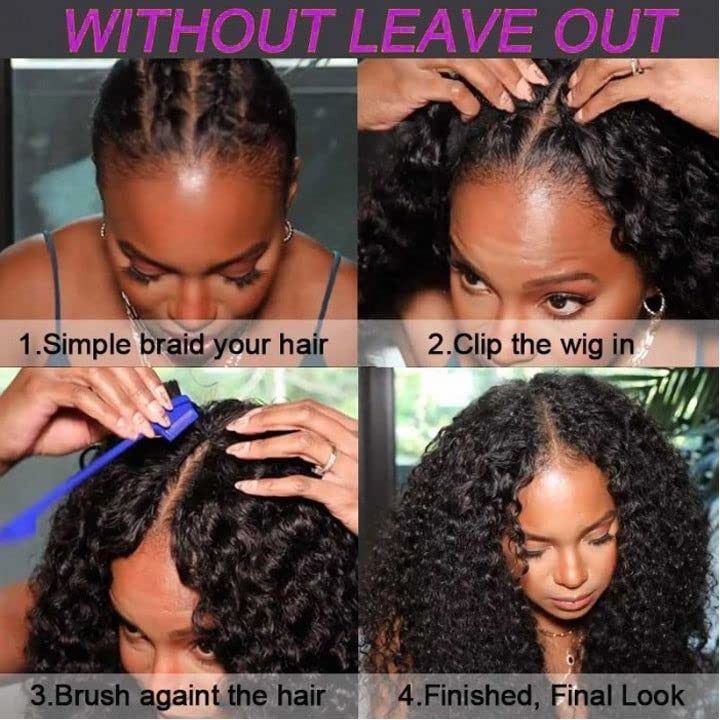 V Part Human Hair Wigs, Upgrade Curly V Part Wigs Human Hair Clip In Half V Wigs