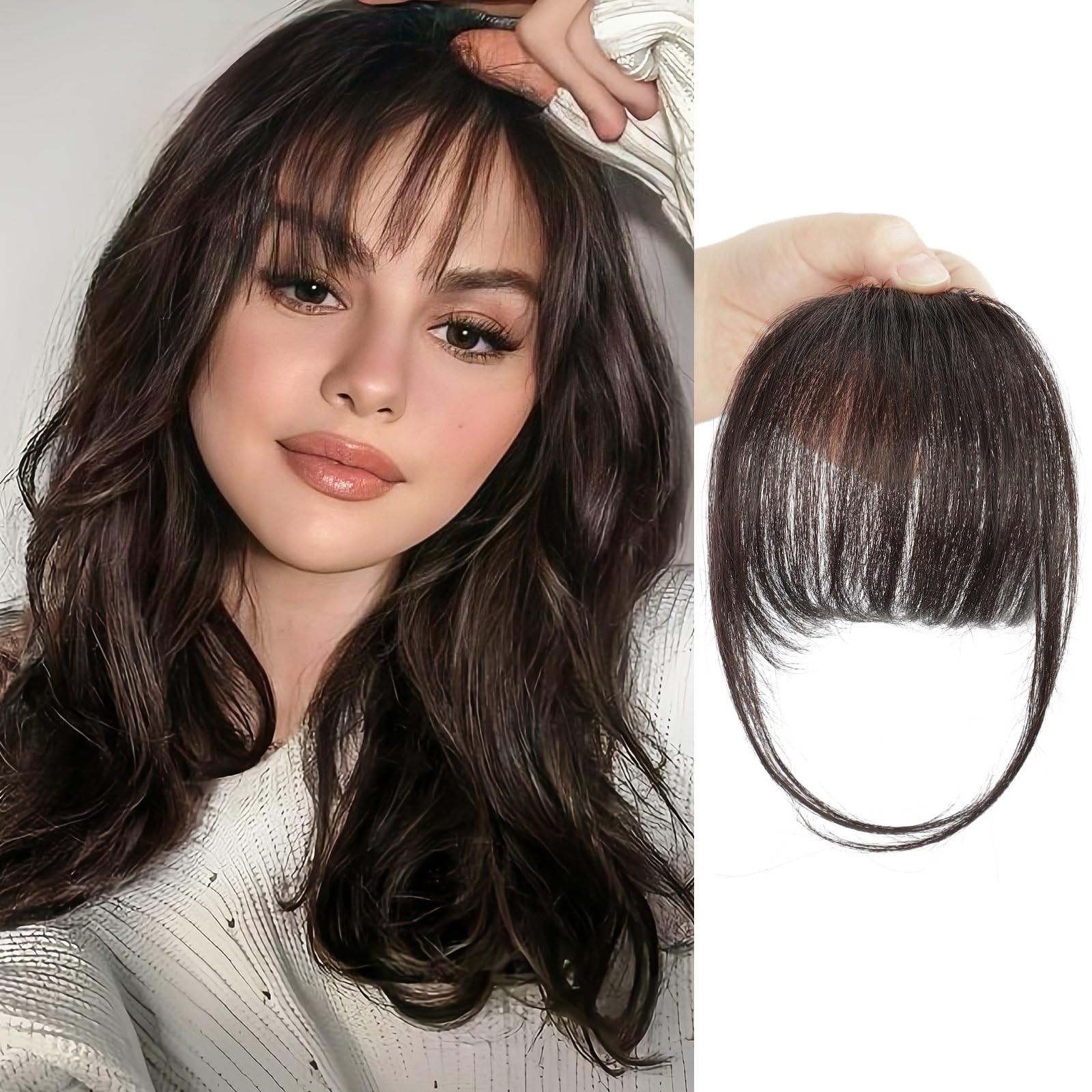 Clip in Bangs Real Human Hair Bangs Hair Clip Fringe with Temples Hairpieces …