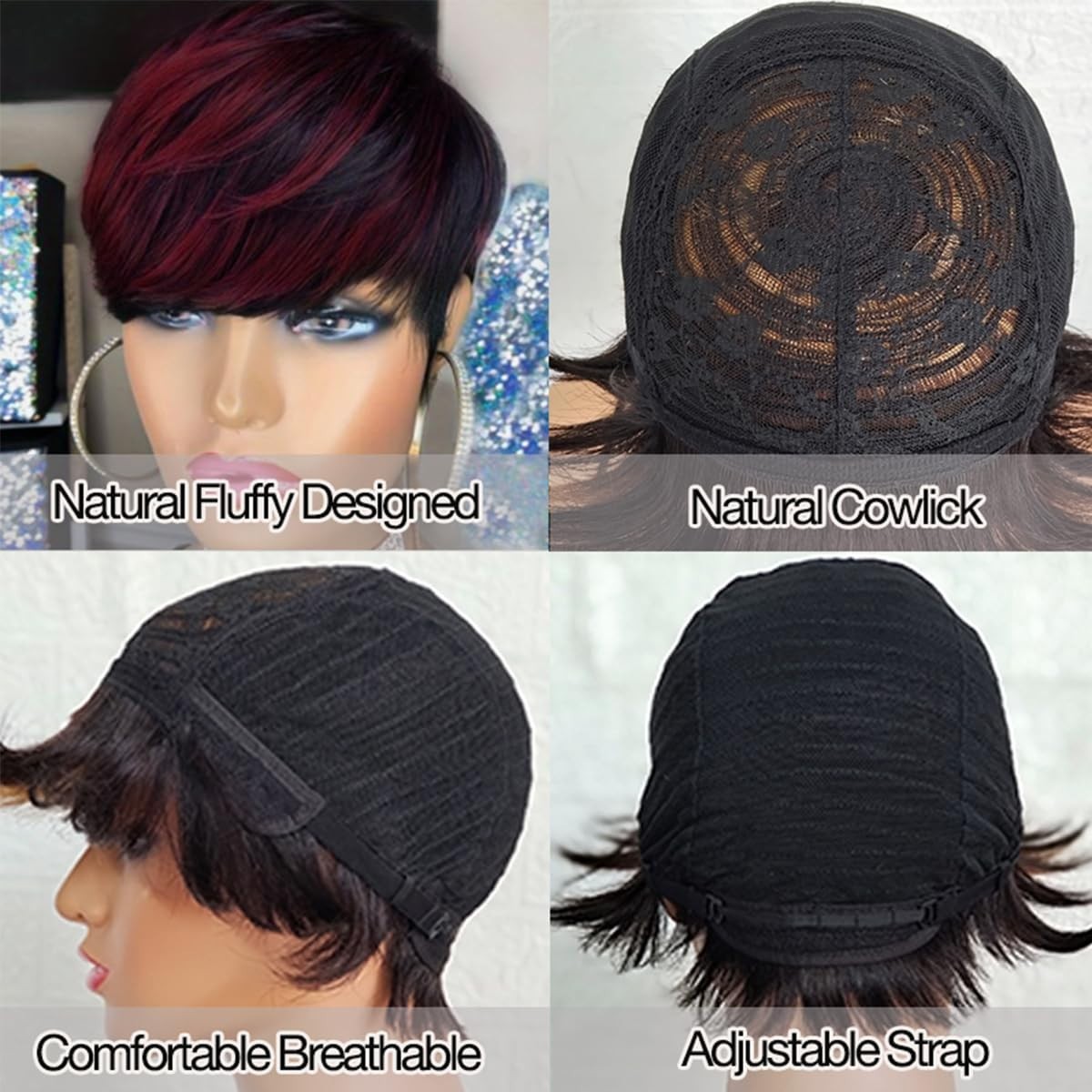 Trendy Basic Pixie Cut Wig – 180% Density with Rose Net Cap for All-Day Comfort