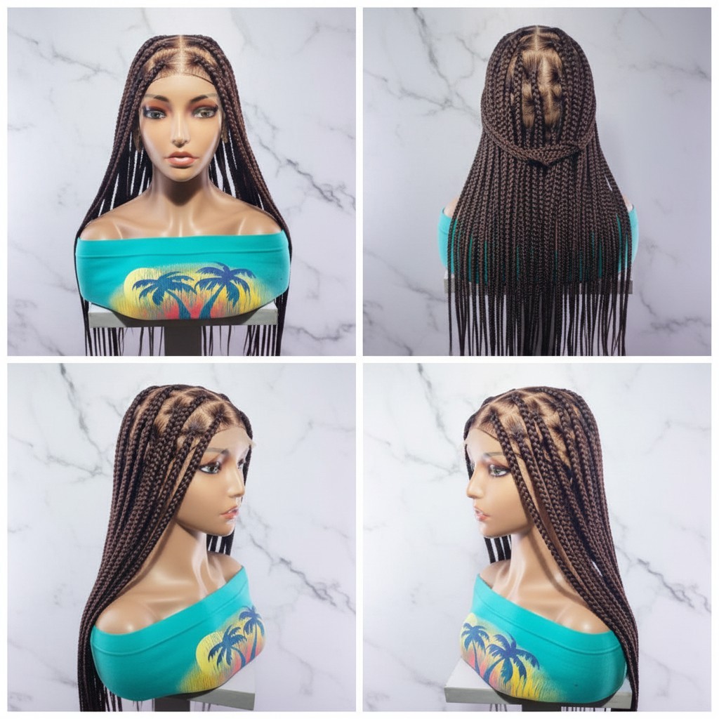 Braided Wig. Lage Knotless Braids. 360 Full Lace cap with Baby Hair. 40 inches