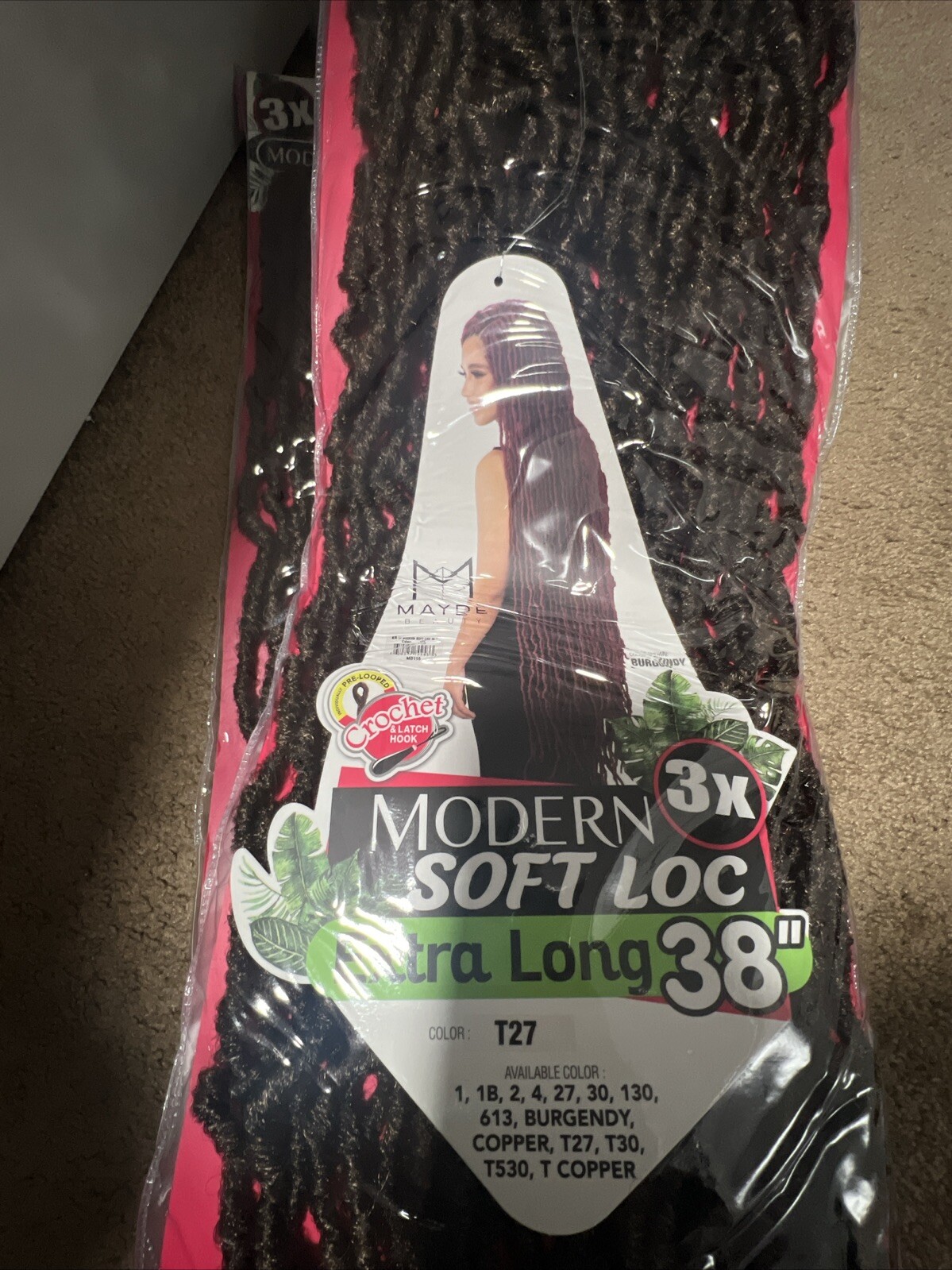 Mayde Beauty Crochet Braid 3X Modern Soft Locs 38”Color #27 Natural Texture NWT