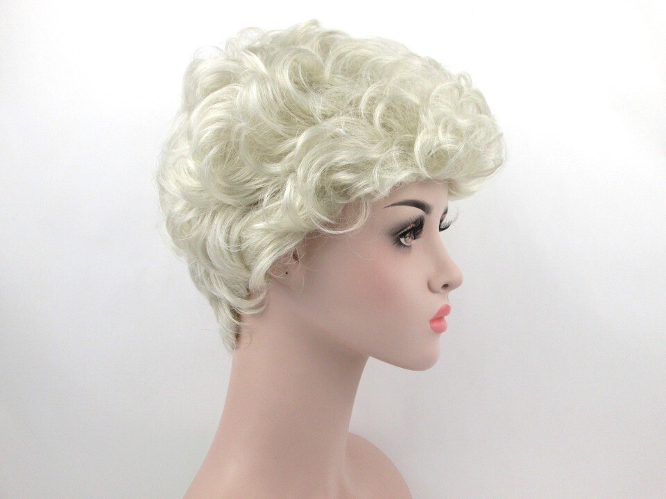 50S WOMENS LADY SHORT WAVY CURLY WIG RIZZO GREASE GOLDEN GIRL TAPERED BACK VP-1