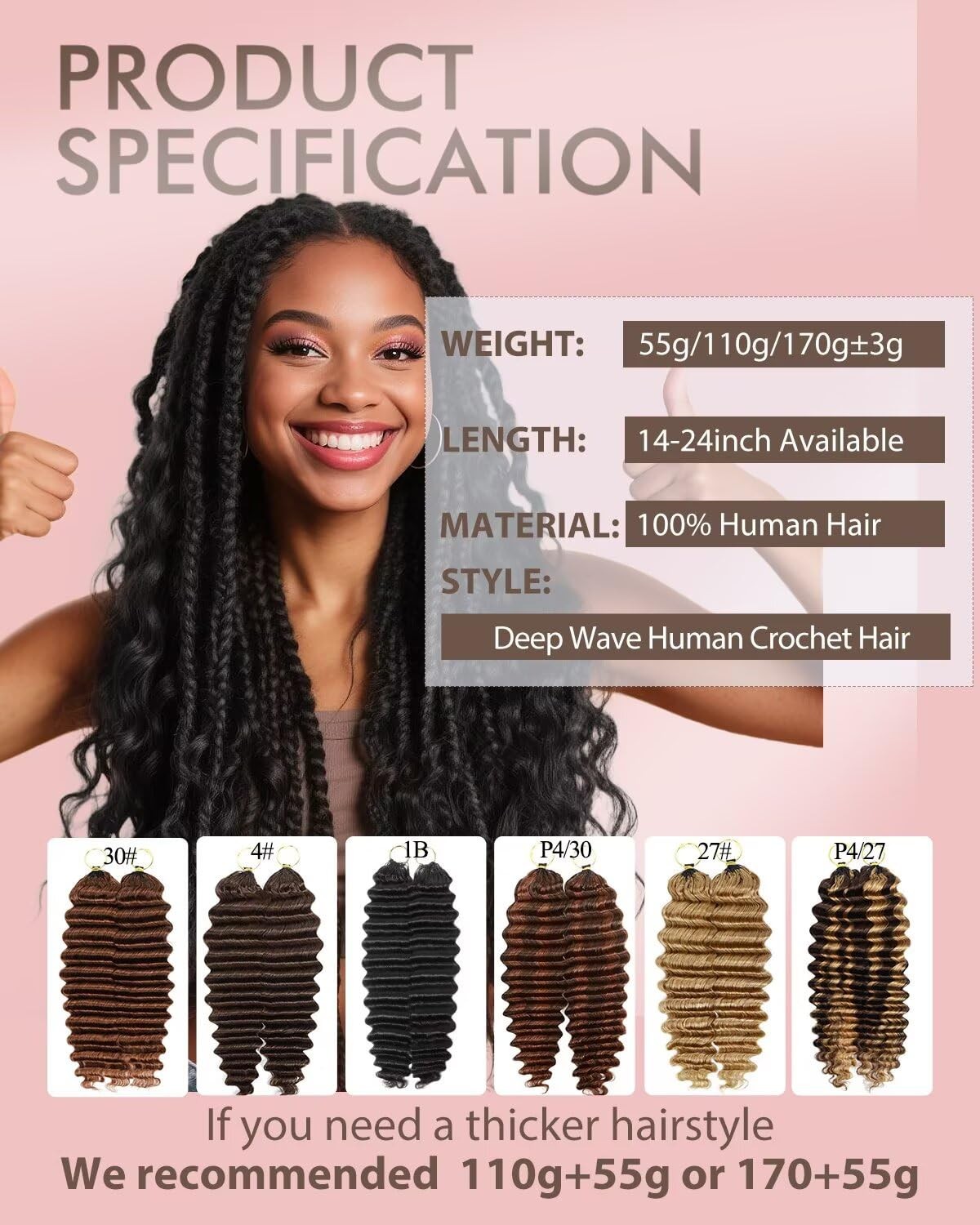 27# Honey Blonde Color 20 Inch Human Crochet Hair for Black Women, Feather Cr…