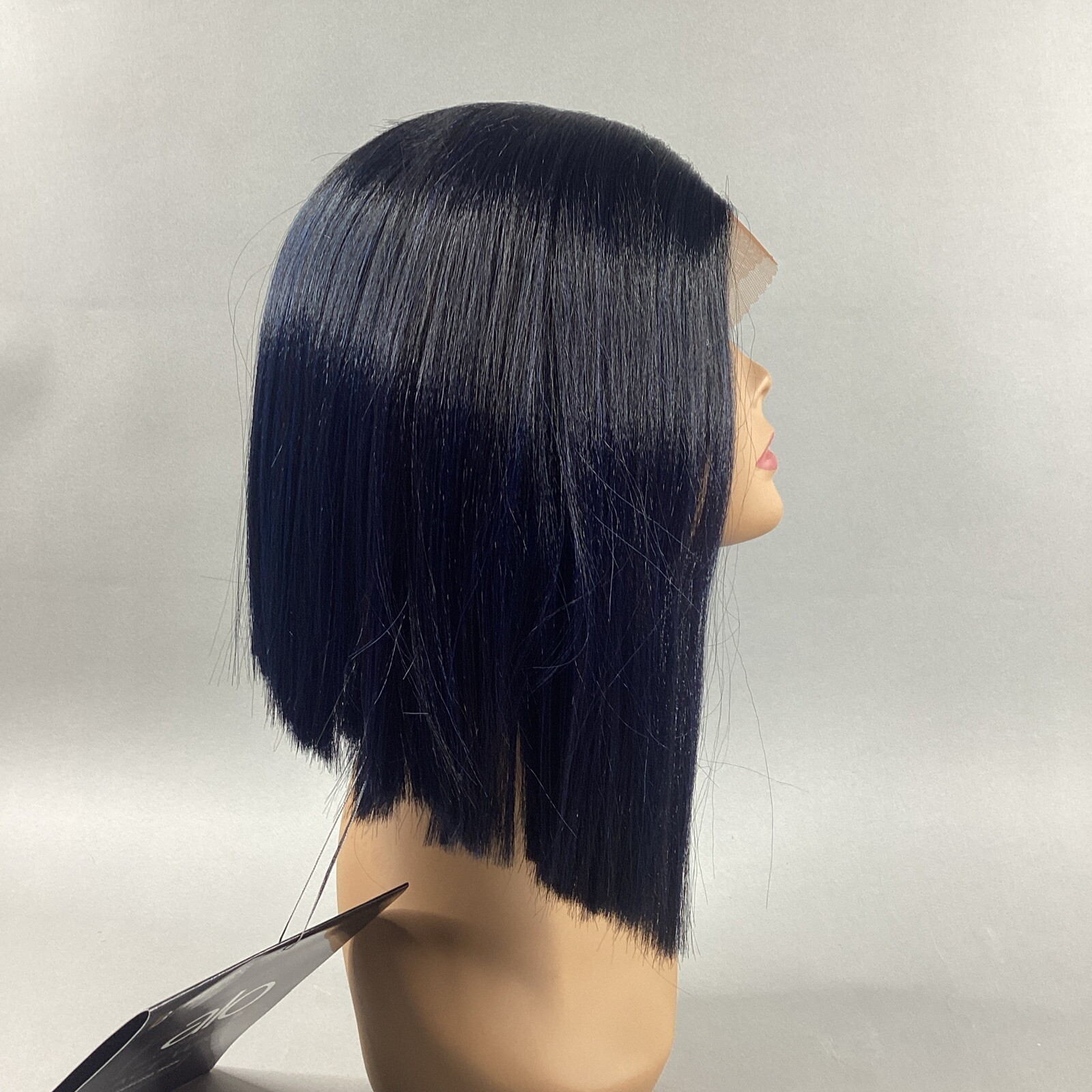 PLW-Selena Short Straight #TT1B/Dark Blue Black Remi Quality Lace Wig Curl Safe
