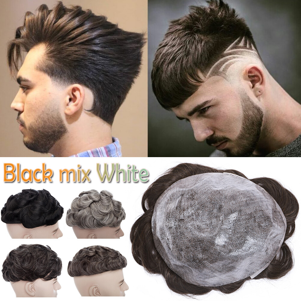 8A Remy French Lace Man Male Hair Wig Toupee Hair Replacement Hairpiece Cover US
