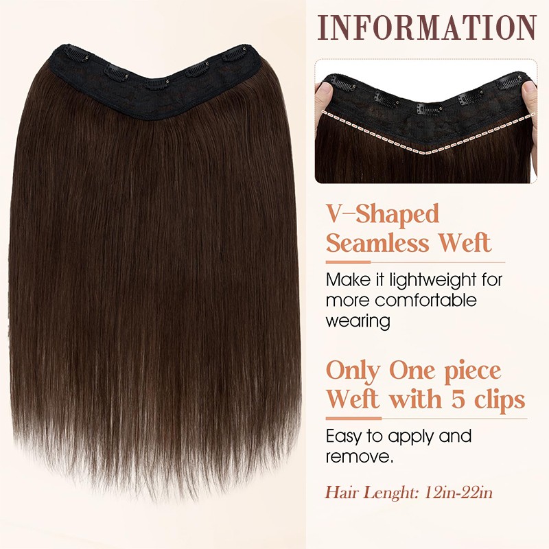 CLEARANCE One Piece 100% Real Remy Human Hair Extension Clip in V-shape Balayage
