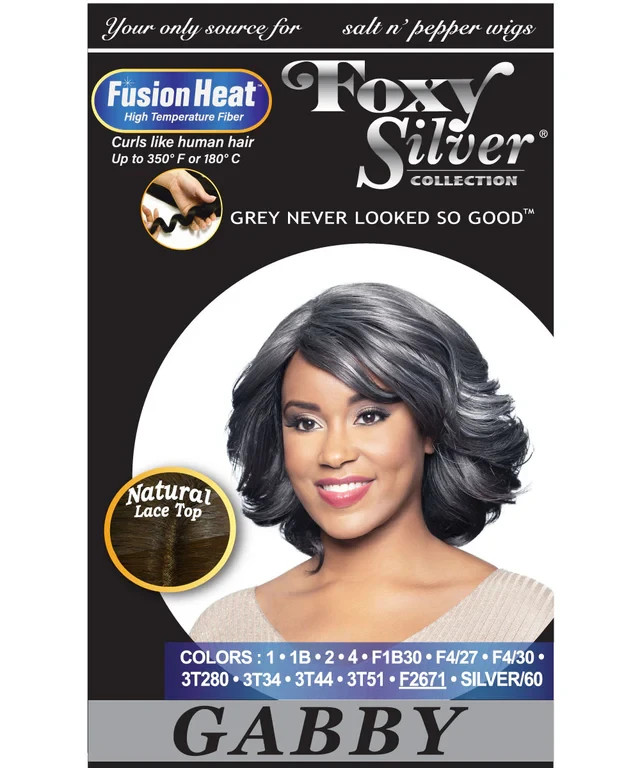 Foxy Silver GABBY Wig, LACE TOP, Shoulder length, Layered, Synthetic Wig