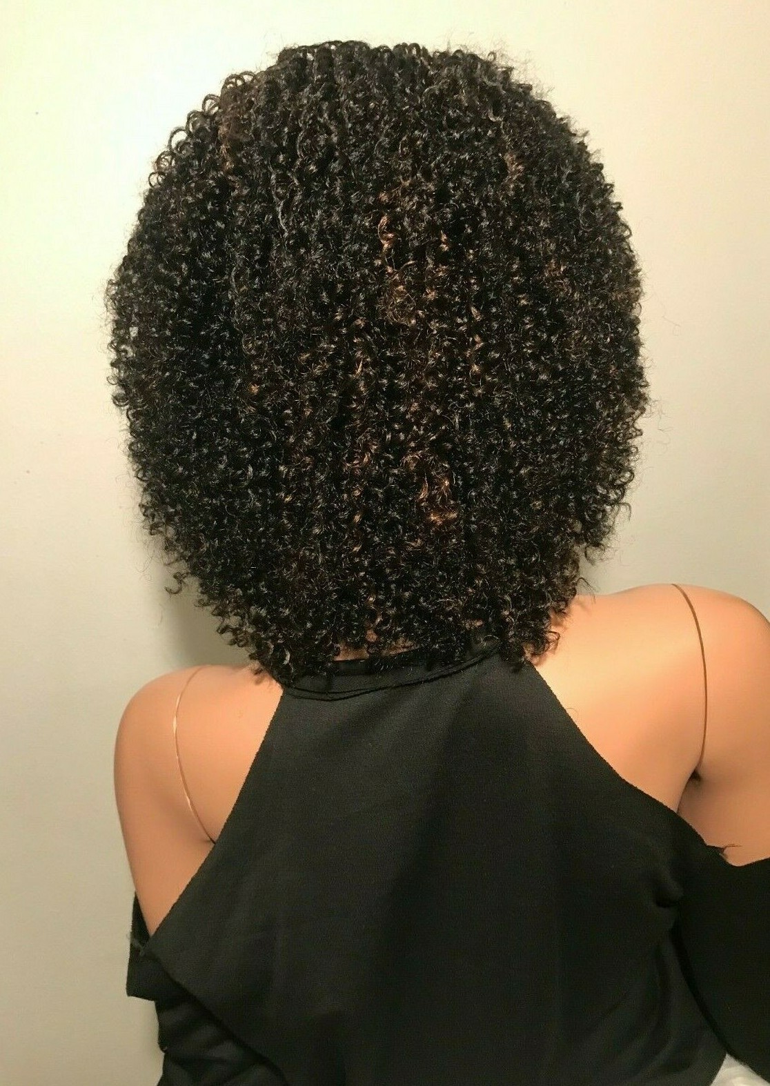 NWT Sky Breathable Black with Highlights Full Curly Fashion Half Wig