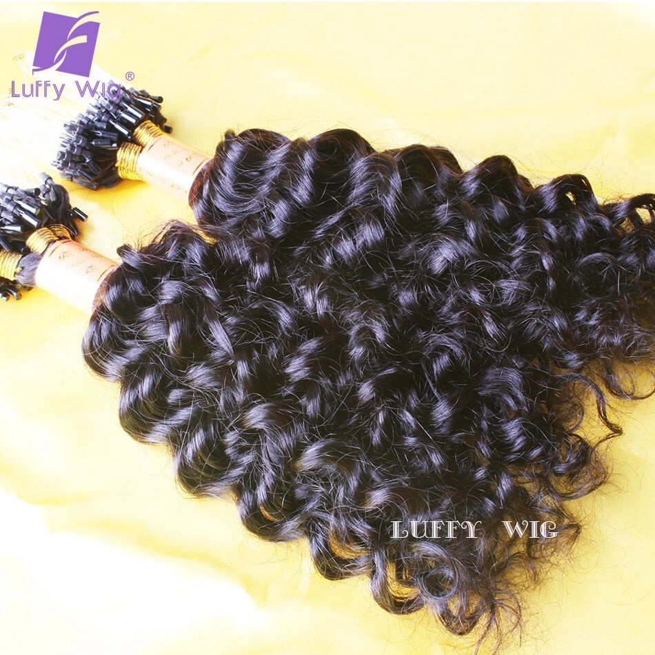 Loose Curly Micro Loop Ring Human Hair extension Micro Beads Curly Hair 100pcs