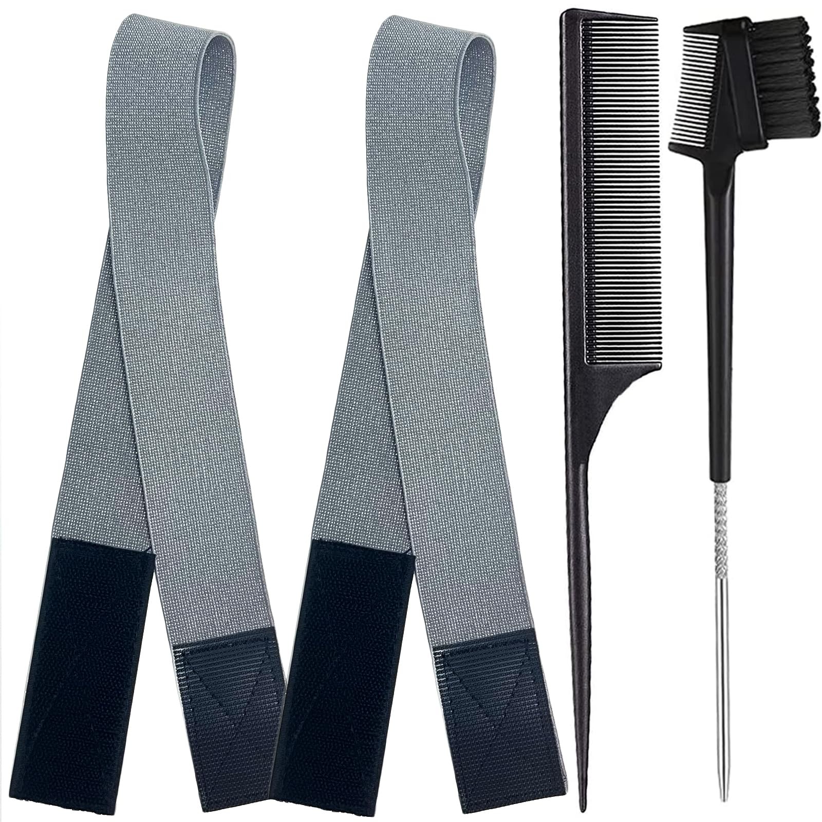 2 Pcs Wig Band Elastic Frontal Melt Adjustable Wrap with Rat Tail Comb