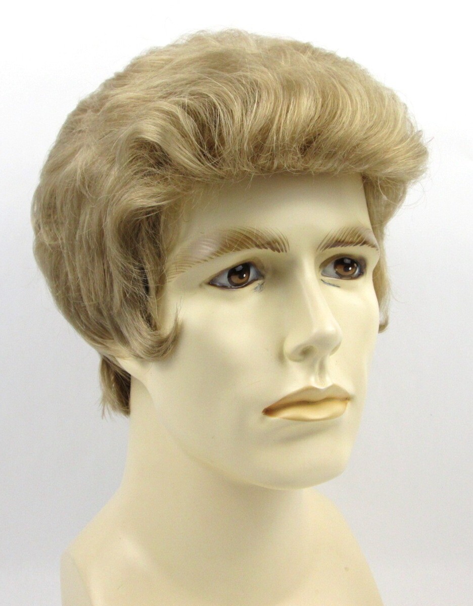 MENS MALE SHORT STRAIGHT HAIR WIG FEATHERED BACK POMPADOUR SIDE PART GREGORY