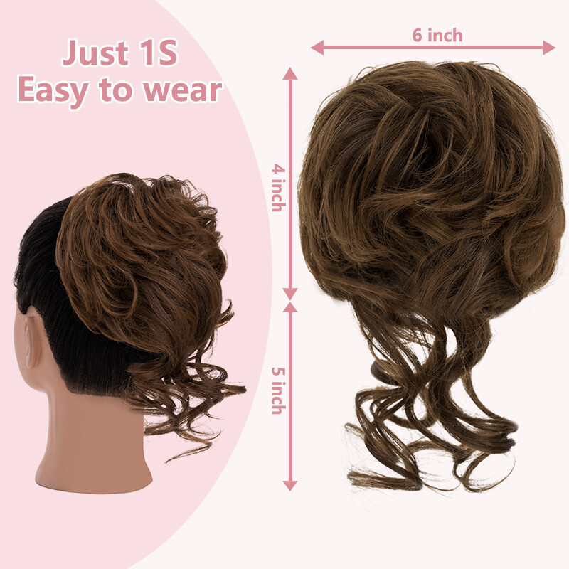 Real As Human Messy Bun Chignon Claw Clip in Hair Extensions Thick Scrunchie 65g
