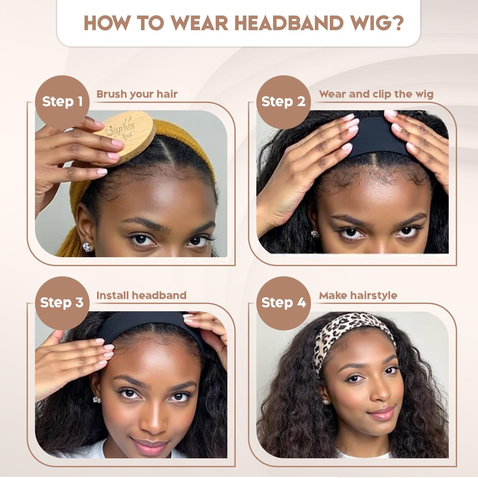 Curly Headband for , 20 Inch Wear and Go Glueless Wigs Deep Wave Half As Huma…